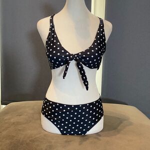 Women’s Swimsuit Bikini Black & White Polka Dot Bathers Size S NWT